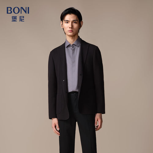 BONI/堡尼新品商务西服羊毛混纺针织单西上装休闲西装男CS680022B