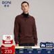 堡尼秋冬新品 男士 翻领全羊毛衫 BONI 净色套头针织衫 男JM533022A