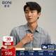 BONI 商务休闲衬衣男GR386C31B 衬衫 堡尼春夏新品 方领格纹短袖