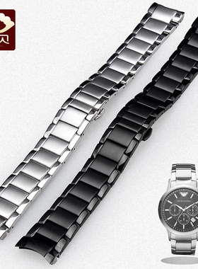 适配阿玛尼不锈钢表带 男士精钢表链R2434 AR2448 AR2433钢带22mm