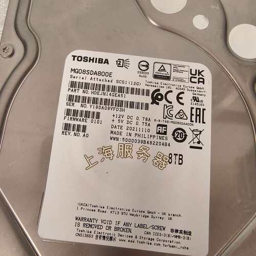 东芝 MG08SDA800E 8T 7.2k 3.5 SAS--议价商品