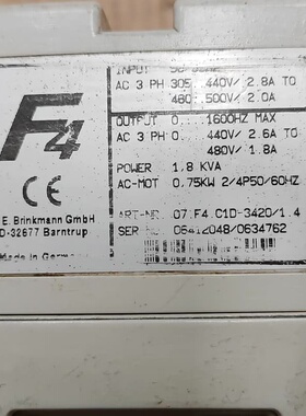 KEB科比F4变频器07:F4.C1D-3420 /1.4，--议价商品
