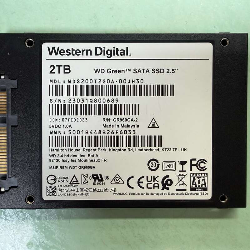 西数WD 2t SATA接口 2.5寸SSD固态硬盘--议价商品