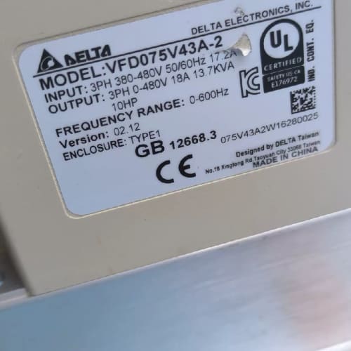 出售二手台达VFD-VE-7.5kw高频变频器一台，功率7.--议价商品