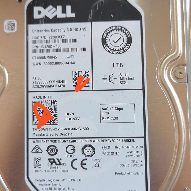 拆机戴尔DELL 1T 3.5 SAS硬盘 0DGNTV,S--议价商品