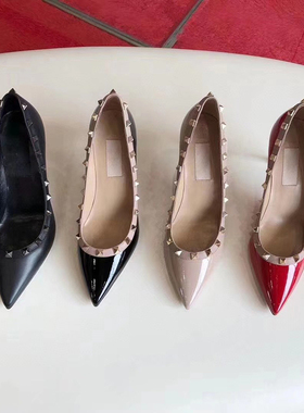 2025春夏新款黑色尖头高跟鞋性感细跟浅口时尚单鞋女红色新娘婚鞋