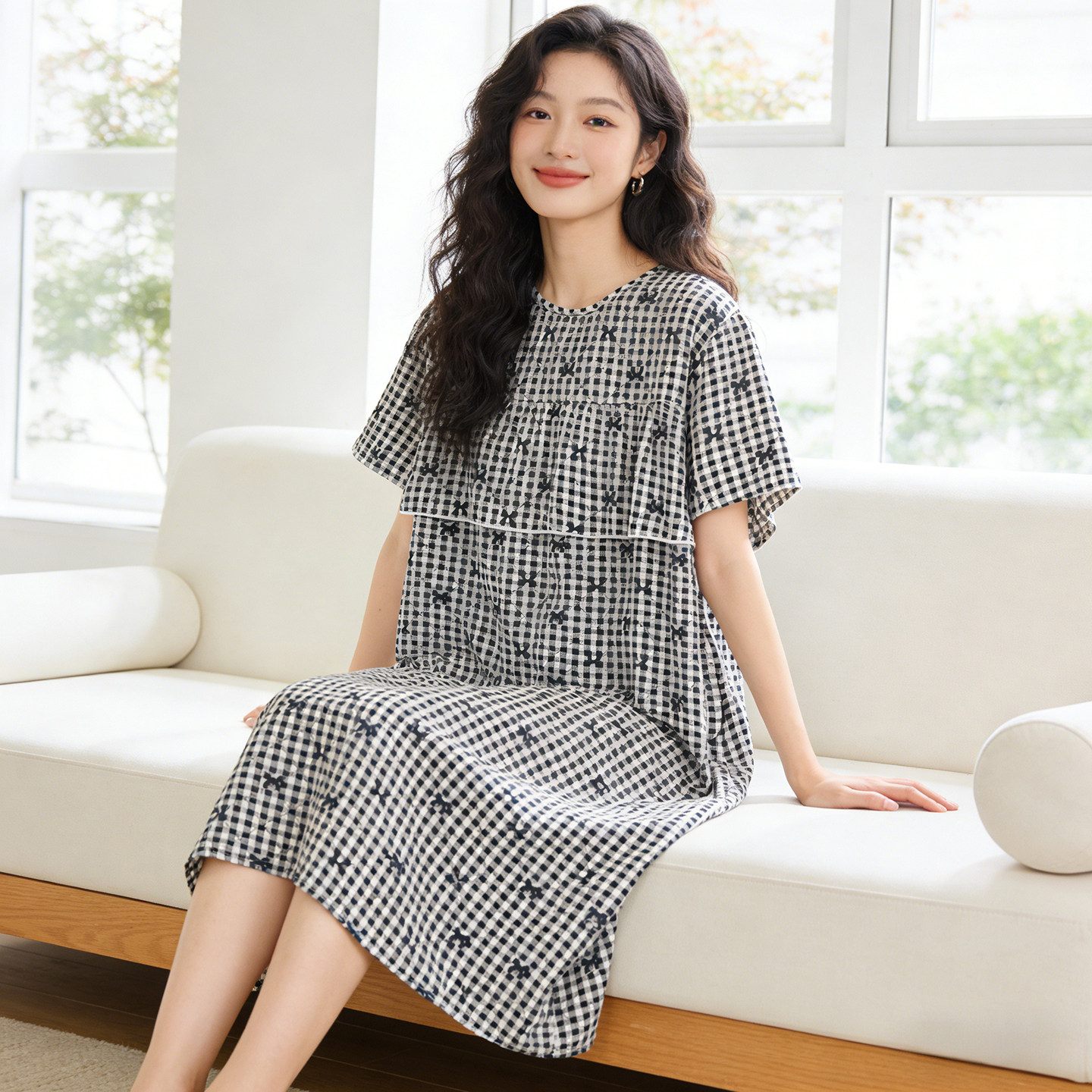 短袖睡裙不带胸垫防凸点棉绸睡衣女款夏薄款2026新款家居服可外穿图片
