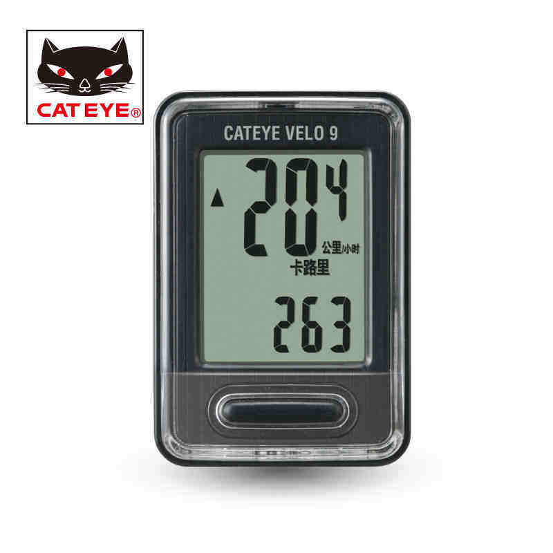CATEYE猫眼码表 9功能有线自行车码表 中文大屏 山地车码表VEL0 9
