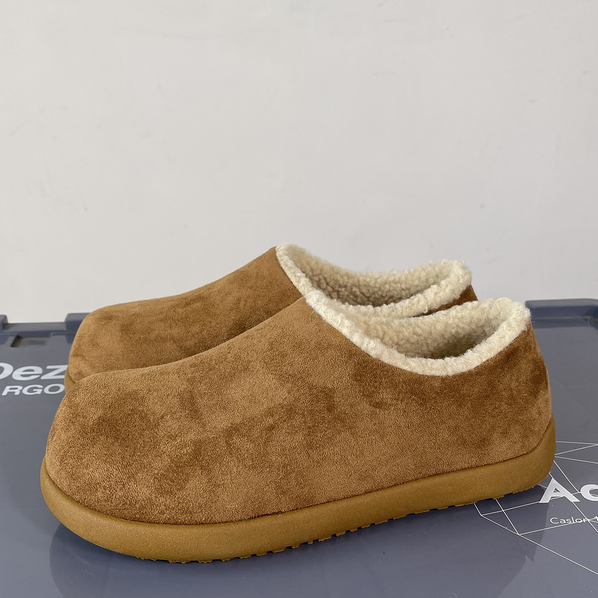 厚底加绒勃肯鞋冬季一脚蹬棉鞋男