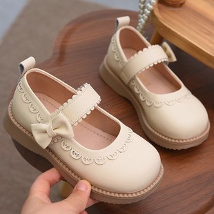 女童公主鞋黑色皮鞋2025春秋新款女宝配礼服鞋子真皮儿童单鞋软底
