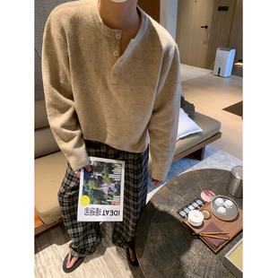 秋冬温暖感糯米绒纯色毛衣 晨树 白 黑 亨利领多色百搭毛衣 深卡