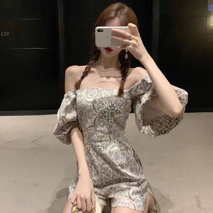 Selena法式收腰显瘦领连体裤女短裤套装夏季薄款时尚赫本风气质女