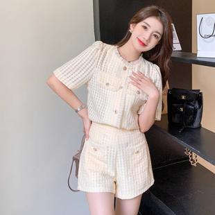 新款 Selena賽琳娜高級(jí)感名媛小香風(fēng)短褲 套裝 女2024年夏季 網(wǎng)紅女神