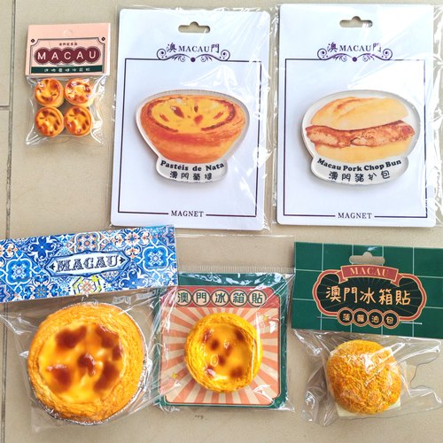澳门仿真葡挞菠萝油包鸡蛋仔冰箱贴原创设计纪念品伴手礼