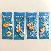 澳门街名牌葡国花砖大三巴筹码 葡挞金属钥匙扣纪念品