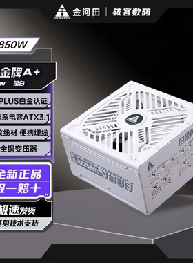 金河田白金牌A+850W全模组电源电脑台式机5070主机白色电源ATX3.1