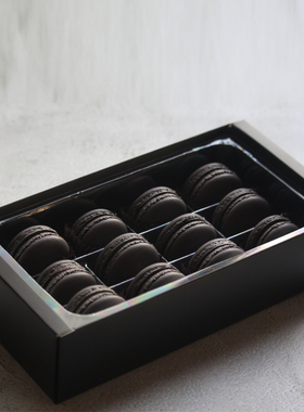 麦奇乐法式炭黑马卡龙甜点12枚西式糕点心甜品零食品送女友礼盒