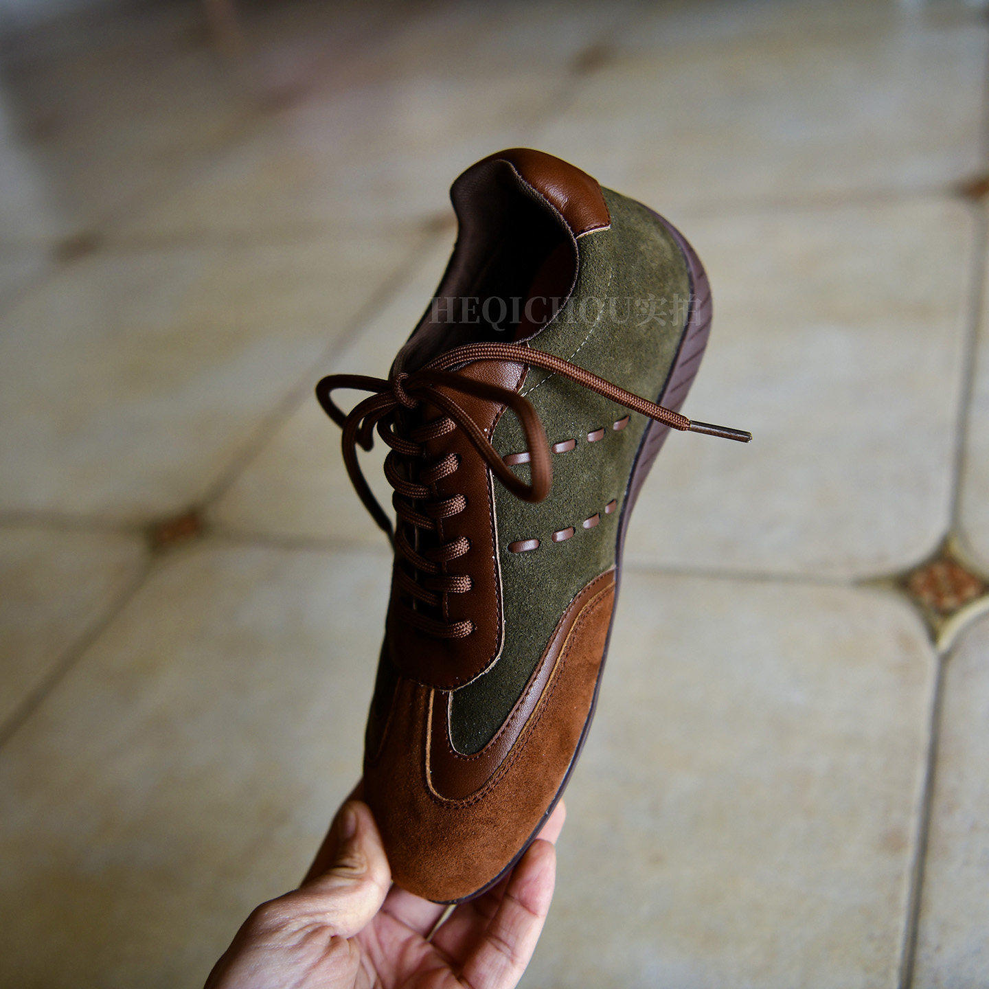 何其丑超轻时尚休闲运动鞋女春季新款真皮系带德训鞋女平底单鞋,女鞋,德训鞋,淘宝优惠券,粉丝福利购,淘宝优惠卷