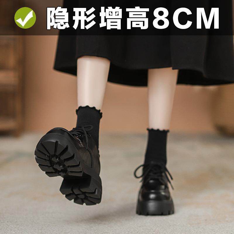26真皮小个子内增高8cm女鞋子厚底新款乐福小皮鞋单鞋圆头小码33