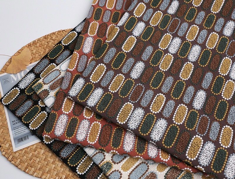 皆明川实心蛋棉麻箱包diy炒色提花布做旧连衣裙色织抱枕装饰面料