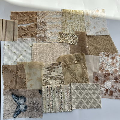 色系服装设计作业面料小样布料小块碎布头面料diy手工改造拼贴