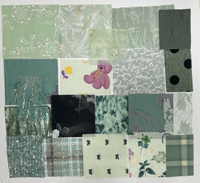天青色面料小样布料创意改造服装设计课程手工diy作业幼儿园拼贴