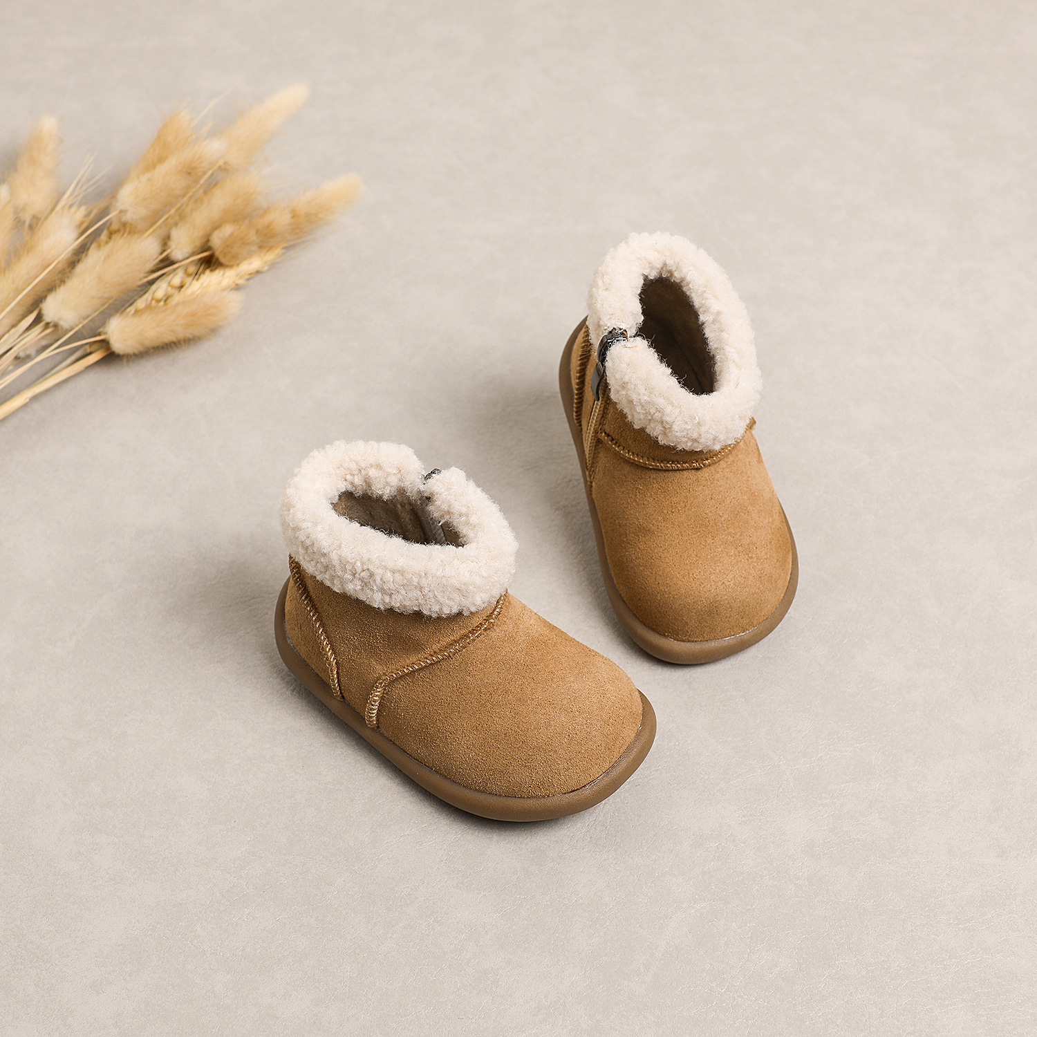 真皮秋冬新款宝宝棉鞋加绒学步鞋