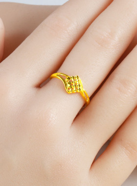 批发正品黄金戒指9999足金女戒菱形中国结镂空纯金首饰送老婆礼物