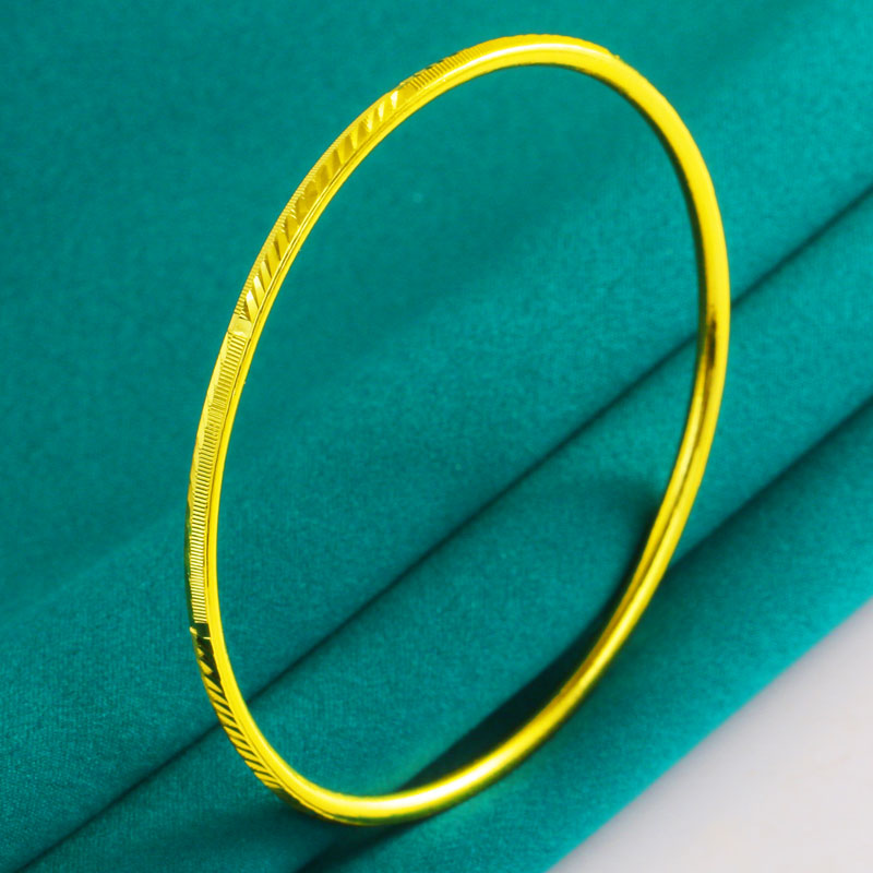 批发黄金手镯999足金镯子男女纯金手环细小真金首饰素圈多层按克