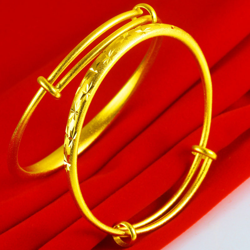 正品黄金手镯9999足金男女款纯金首饰满天星镯子妈妈款送礼物开口