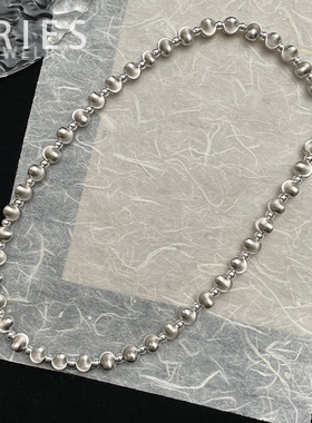 Aries 重工猫眼拉丝磨砂圆球项链OT扣高级轻奢时尚夏季百搭锁骨链