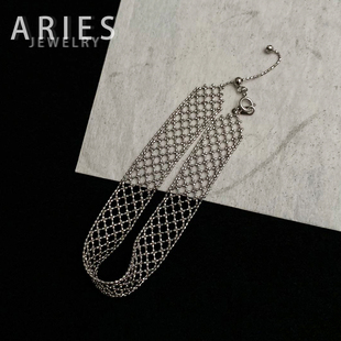 Aries 意大利工艺复古宽版蕾丝手链S925纯银轻奢精致欧美风仙女链