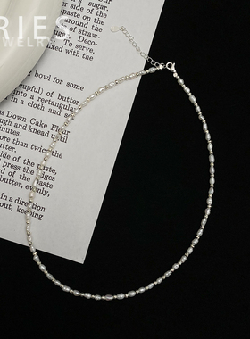 S925银锁骨链女简约项链淡水珍珠