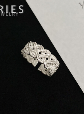 S925纯银麻花编织纹路戒指