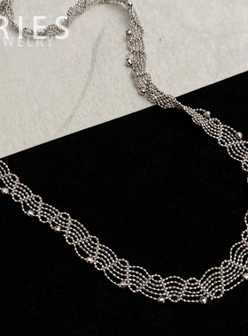 Aries 意大利工艺法式风婚纱蕾丝项链S925纯银小众轻奢精致锁骨链