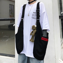 韩国ins原宿bf风工装马甲双肩包背包男女百搭斜挎包大容量包包潮