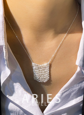 以色列独特设计款s925纯银钱袋子项链手工编织小众轻奢高级锁骨链