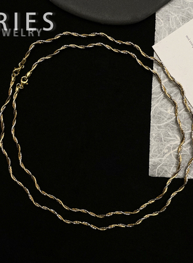 Aries 意大利进口双层编织波浪纹项圈S925纯银轻奢高级感爆闪项链