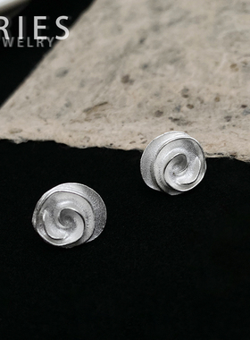 Aries 法式白色玫瑰耳钉S925纯银雾面磨砂温柔优雅简约高级感耳饰