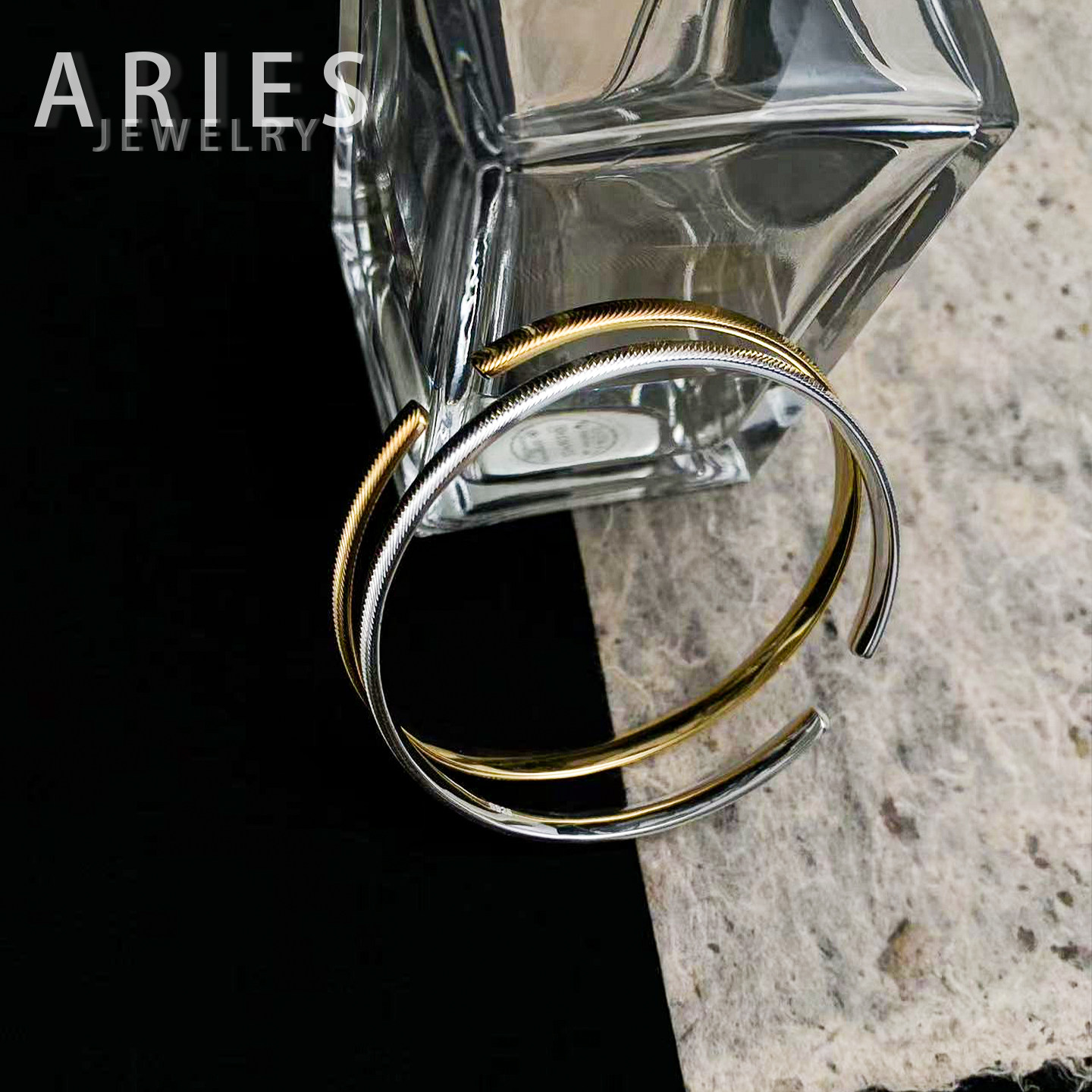 Aries 新款极简CNC工艺爆闪灯泡猫眼手镯925纯银轻奢时尚开口手环