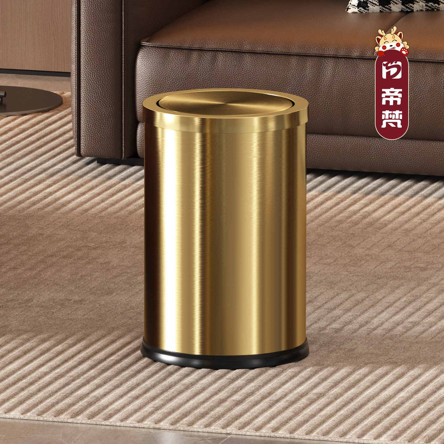 金色不锈钢垃圾桶翻盖家用商用高级酒店卫生间客厅卫生桶轻奢纸篓