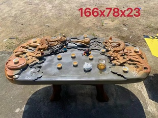肇庆端砚天然原石宋坑料手工雕刻双龙戏珠精品茶盘茶台家用商用