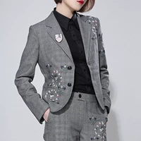 Xi Gedi Siyu 2019 trang web chính thức mới chính hãng áo khoác nhỏ tay thêu lưới nhỏ - Business Suit vest nữ hàn quốc