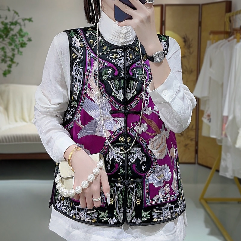 唐装汉服醋酸中式上衣国风马甲