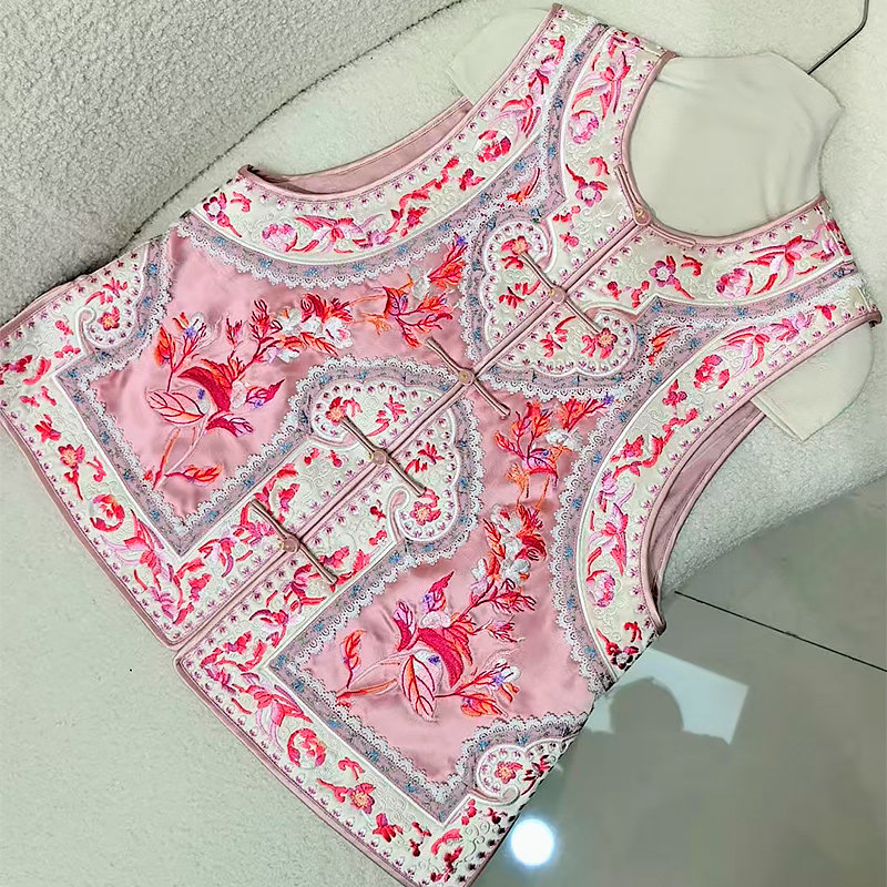 新中式马甲唐装汉服刺绣女士背心