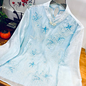 汉服小衫 唐装 改良旗袍女士轻奢高级感刺绣上衣 国风盘扣衬衫 新中式