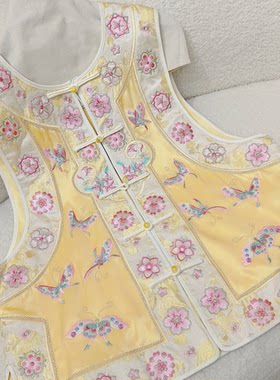 新中式唐装马甲女国风汉服改良圆领盘扣重工刺绣气质背心坎肩外搭