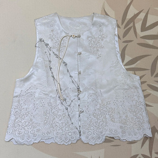 新中式马甲唐装汉服女款旗袍外搭国风提花重工钉珠上衣开春小外套