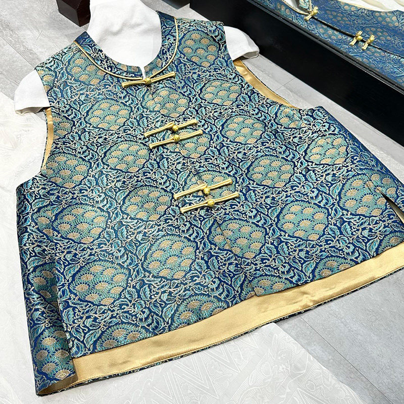 新中式马甲唐装汉服高端宋锦上衣