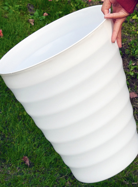 超大螺纹花盆加厚白色仿陶瓷室内发财果树种植盆栽透气高筒树脂盆